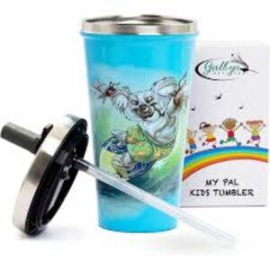 NEW Galbyn Designs Stainless Steel 16 Ounce Tumbler Tiggy Ash The Surfing Koala